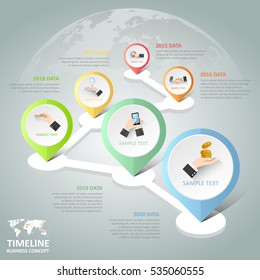 Linha do tempo infográfico 6 opções, conceito de negócios modelo infográfico pode ser usado para layout de fluxo de trabalho, diagrama, opções de número,