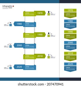 Timeline Infographic with arrows and pointers. 