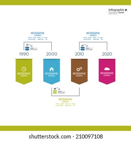 Timeline Infographic with arrows and pointers. 