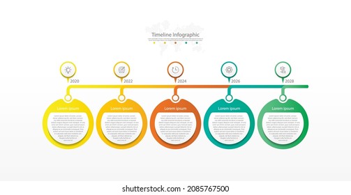 Timeline infographic business abstract background  template circle colorful with 5 step
