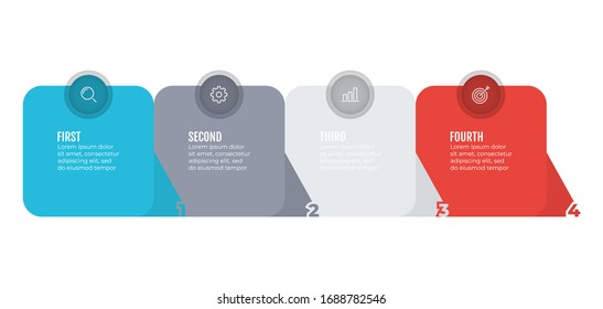 Timeline Infographic. Business concept with maketing icons and 4 options, steps or processes. Vector template.