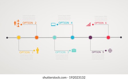 Timeline Infographic with business icons, step by step  horizontal structure