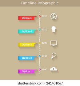 Timeline Infographic with business icons and text in retro style