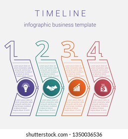 Timeline. infographic business template. Horizontal arrows 4 positions.Visualization of the business strategy in the time period