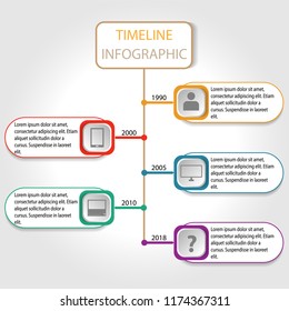 timeline infographic chart with icon vector illustrations