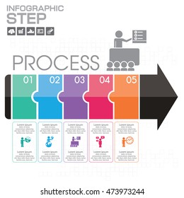 Timeline Infographic chart with many color light background. Vector design template. 5 steps.