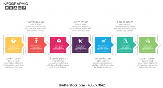 Timeline Infographic chart with many color. Vector design template.