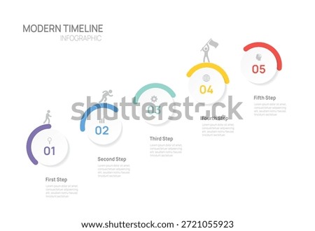 timeline infographic chart template for business 5 steps options presentation with icon elements for business presentation