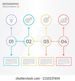 Timeline infographic with circle 4 options