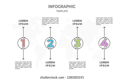 Timeline infographic with circle andnumber 4 options.