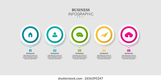 Timeline Infographic circle design template. Creative concept with 5 steps
