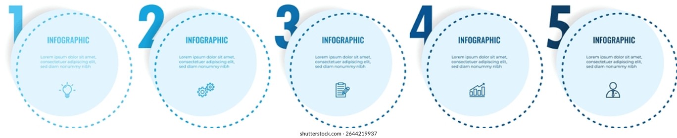 timeline infographic circle template. 5 step or options	