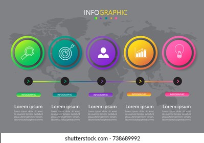 Timeline infographic with circular element that can be used for presentation,workflow layout, diagram, website, corporate report, advertising or marketing. vector illustration.