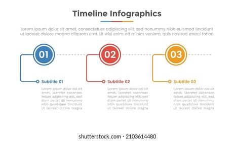 timeline infographic concept with 3 or three list step with circle shape and flat style