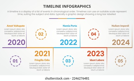 Timeline-Infografik-Konzept mit einfachen minimalistischen Informationen zur Präsentation von Folien mit 5 Punkten-Liste