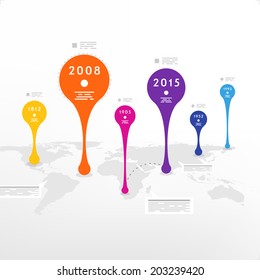 Timeline Infographic Concept con el Mapa Mundial.