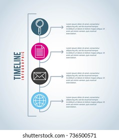 timeline infographic connection communication email document magnifier