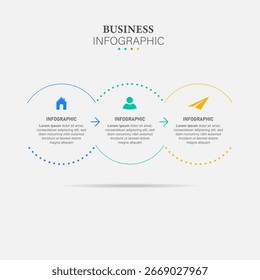 Timeline infographic design with 3 options or steps. Infographics for business concept. Can be used for presentations workflow layout, banner, process, diagram, flow chart, info graph, annual report.