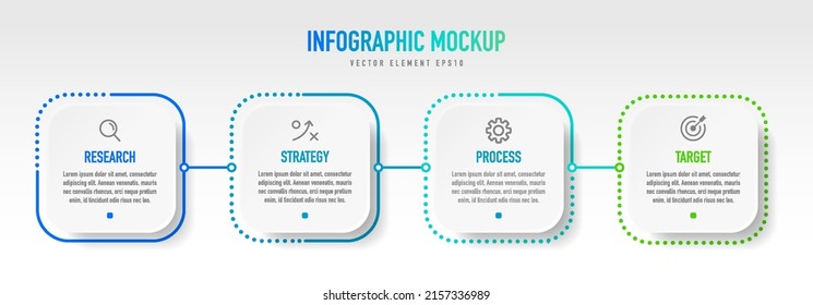 Timeline infographic design with 4 options or steps. Infographics for business concept. Can be used for presentations workflow layout, banner, process, diagram, flow chart, info graph, annual report.