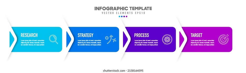 Timeline infographic design with 4 options or steps. Infographics for business concept. Can be used for presentations workflow layout, banner, process, diagram, flow chart, info graph, annual report.