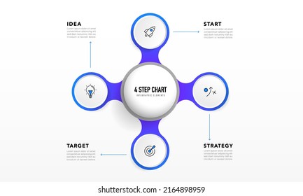 Timeline infographic design with 4 options or steps. Infographics for business concept. Can be used for presentations workflow layout, banner, process, diagram, flow chart, info graph, annual report.