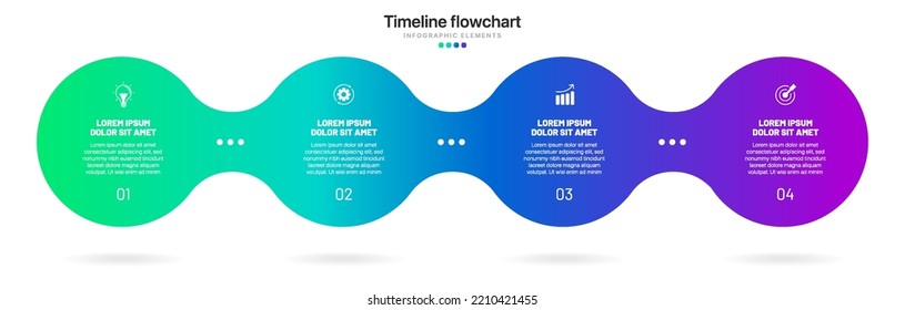 Timeline infographic design with 4 options or steps. Infographics for business concept. Can be used for presentations workflow layout, banner, process, diagram, flow chart, info graph, annual report.