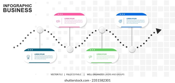 Timeline infographic design with 4 options or steps. Infographics for business concept. Can be used for presentations workflow layout, banner, process, diagram, flow chart, info graph, annual report.
