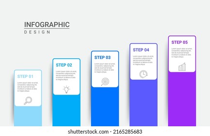 timeline infographic design with 5 icons and steps. for business concept