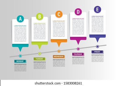 Timeline infographic design with 5 options.