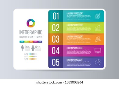 Timeline infographic design with 5 options.