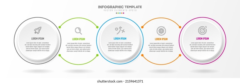 Timeline infographic design with 5 options or steps. Infographics for business concept. Can be used for presentations workflow layout, banner, process, diagram, flow chart, info graph, annual report.