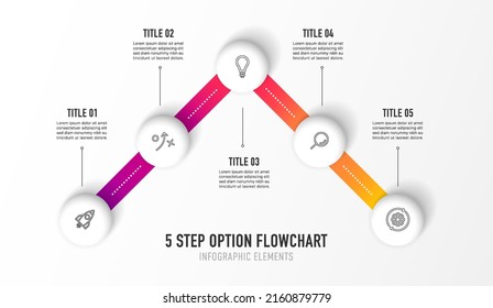Timeline infographic design with 5 options or steps. Infographics for business concept. Can be used for presentations workflow layout, banner, process, diagram, flow chart, info graph, annual report.
