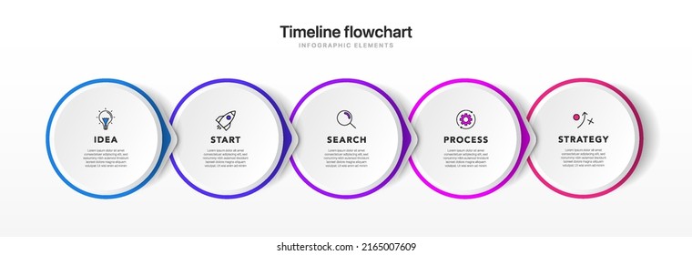 Timeline infographic design with 5 options or steps. Infographics for business concept. Can be used for presentations workflow layout, banner, process, diagram, flow chart, info graph, annual report.