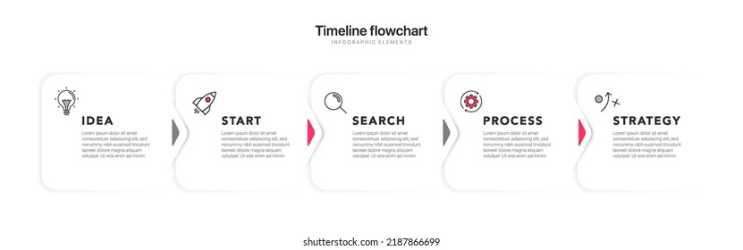 Timeline infographic design with 5 options or steps. Infographics for business concept. Can be used for presentations workflow layout, banner, process, diagram, flow chart, info graph, annual report.
