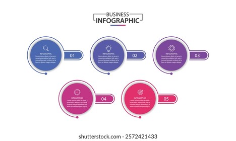 Timeline infographic design with 5 options or steps. Infographics for business concept.