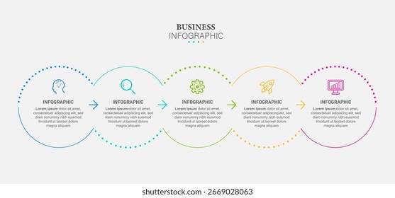 Timeline infographic design with 5 options or steps. Infographics for business concept. Can be used for presentations workflow layout, banner, process, diagram, flow chart, info graph, annual report.