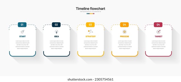 Diseño infográfico de línea de tiempo con 6 opciones o pasos. Infografía para el concepto de negocio. Se puede utilizar para presentaciones diseño de flujo de trabajo, banner, proceso, diagrama, diagrama de flujo, gráfico de información, informe anual.