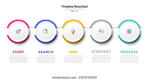 Timeline infographic design with 6 options or steps. Infographics for business concept. Can be used for presentations workflow layout, banner, process, diagram, flow chart, info graph, annual report.