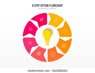 Timeline infographic design with 8 options or steps. Infographics for business concept. Can be used for presentations workflow layout, banner, process, diagram, flow chart, info graph, annual report.