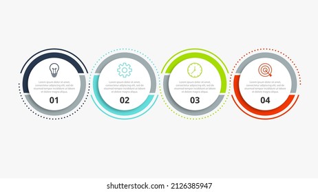 Timeline infographic design with circle for business template. Vector 4 steps.