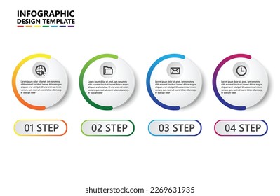 Timeline infographic design with circle for business template. Vector 4 steps.