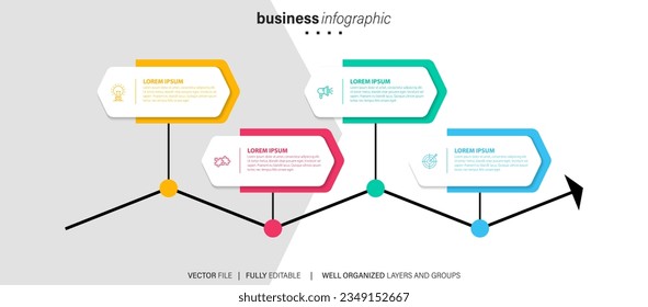 Timeline infographic design with circle for business template. Vector 4 steps.
