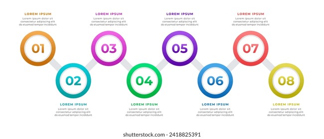 Timeline infographic design with circle. Business concept with 8 steps.