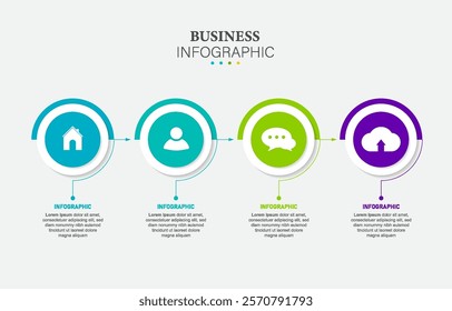 Timeline infographic design with circle for business template. Vector 4 steps.