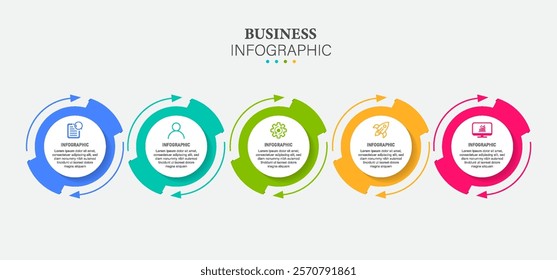 Timeline infographic design with circle for business template. Vector 5 steps.