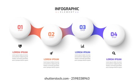 Timeline Infographic Design With Circle Label 4 Step Can be Used For Presentation
