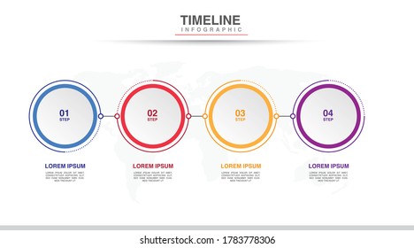 Timeline infographic design circle options. Business concept with 4 steps. Can be used for workflow layout, diagram, annual report, web design. Vector business template for presentation.