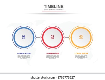 Timeline infographic design circle options. Business concept with 3 steps. Can be used for workflow layout, diagram, annual report, web design. Vector business template for presentation.