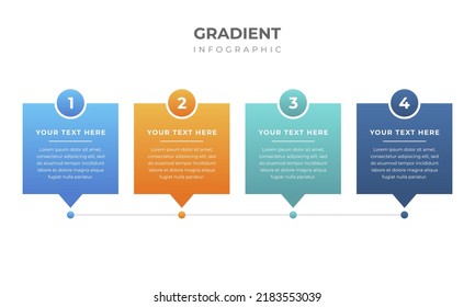 Timeline infographic design. Colourful infographic steps with text boxes. Business concept with 4 steps.