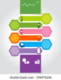 Timeline Infographic design content background.  With set of Mobile Icons. Vector design template. 